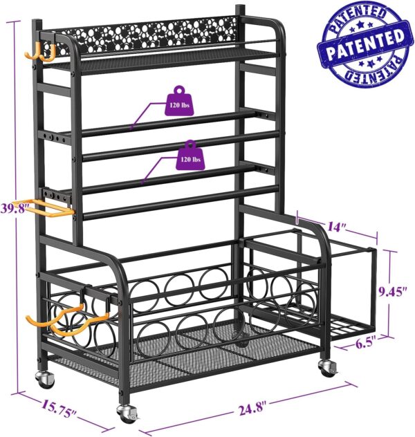 Weight Rack for Dumbbells, Dumbbell Rack Weight Stand, VOPEAK Home Gym Storage Rack for Yoga Mat Kettlebells and Strength Training Equipment, Weight Storage Holder Rack for Dumbbells with Wheels - Image 4