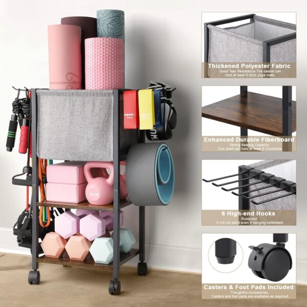 Yoga Mat Storage Rack Home Gym Equipment Workout Equipment Organizer Yoga Mat Holder for Dumbbell,Kettlebell and More Gym Accessories Gym Essentials Women Men Fitness Exercise Equipment Organization - Image 2