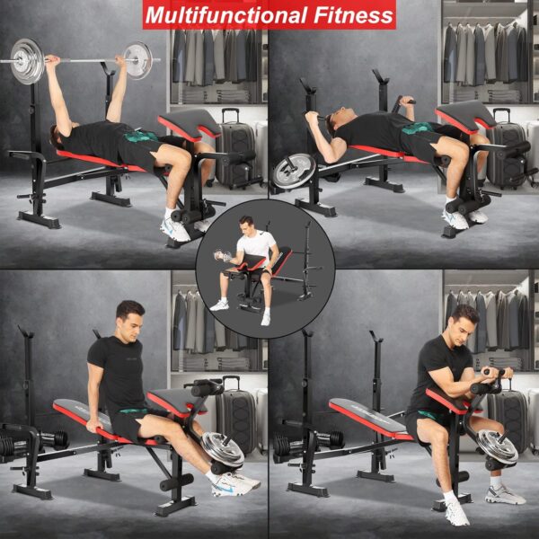 OPPSDECOR 6 in 1 660lbs Weight Bench Set with Squat Rack, Bench Press Set with Barbell Rack, Adjustable Incline Strength Training Workout Bench with Leg Developer Preacher Curl for Home Gym PXZXYX1 - Image 6