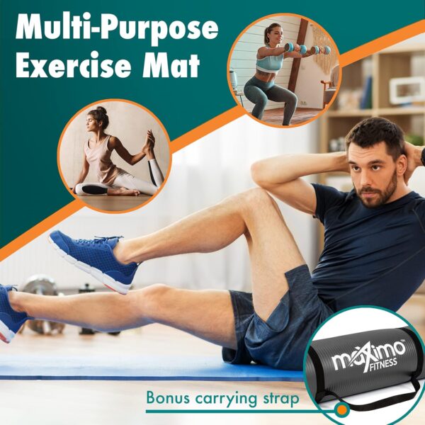 Maximo Fitness Yoga Mat - Multipurpose Exercise Mat for Men, Women and Kids, Ideal Non Slip Workout Mats for Yoga, Pilates, Gym Exercise with Carrying Strap - Image 3