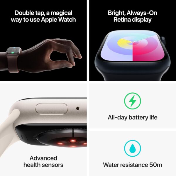 Apple Watch Series 9 [GPS 41mm] Smartwatch with Silver Aluminum Case with Winter Blue Sport Loop One Size. Fitness Tracker, ECG Apps, Always-On Retina Display, Carbon Neutral - Image 5