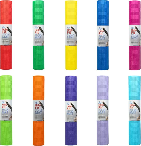 Hello Fit 10-Pack Yoga Mat, 68" x 24" Non Slip Exercise Mat, 4mm Thick Gym Mat for Fitness and Stretching, Bulk Non Toxic Yoga Mats for Schools and Studios