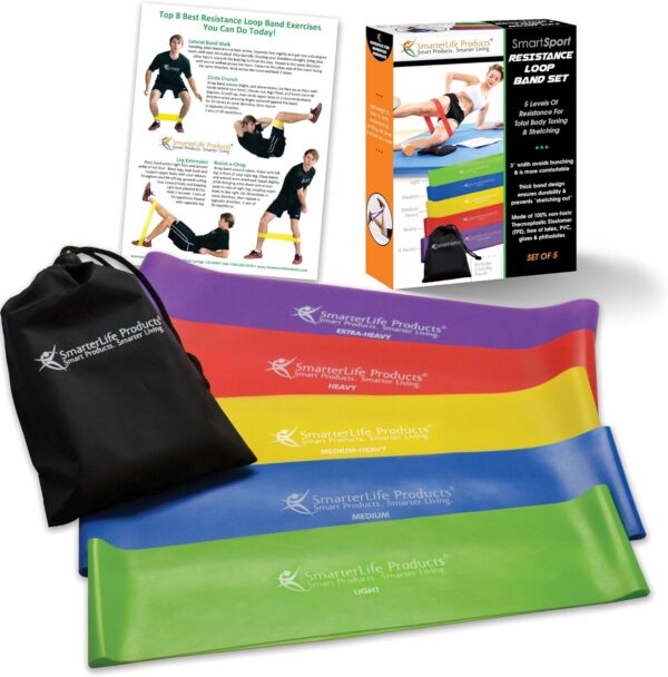 SmarterLife Resistance Bands for Working Out, Non-Latex Exercise Bands for Women, Men, 5 Extra Wide Workout Bands For Weight Loss, Home Gym, Booty Bands, Physical Therapy Bands, Workout Guide Included - Image 5