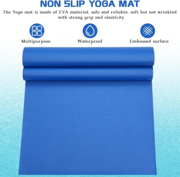 20 Pcs Yoga Mat Non Slip Fitness Exercise Mat Workout Mat with Strap for Women Gym Home Supplies, 72 x 24 Inch - Image 7