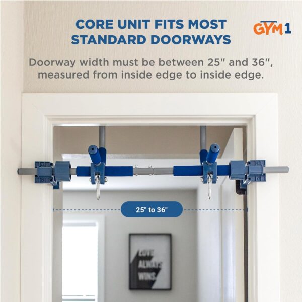 Gym1 6-Piece Doorway Gym for Kids - Includes Door Sensory Swing Indoor Pull-Up Bar for Adults, Rings, Hanging Trapeze, Ladder & Knotted Rope, Holds Up to 300 Lbs - Pull Up Bar for Doorway - Image 6