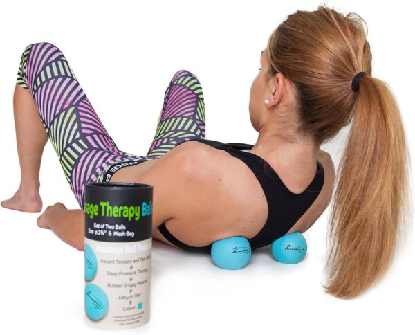 Therapy Massage Ball - Instant Muscle Pain Relief. Proven Effective for Myofascial Release, Deep Tissue Pressure, Yoga & Trigger Point Treatments. Set - 2 Extra Firm Balls W/Mesh Bag. - Image 5