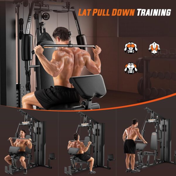 FEIERDUN Home Gym Equipment, Multi-Functional Workout Equipment with 154LBS Weight Stack, for Leg Press, LAT Pull Down, Chest Presses - Image 6