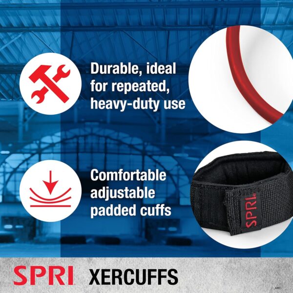 SPRI Xercuff Leg Resistance Band Exercise Cord with Non-Slip Padded Ankle Cuffs (All Bands Sold Separately) Portable for the Gym or At Home Workout Equipment - Image 4