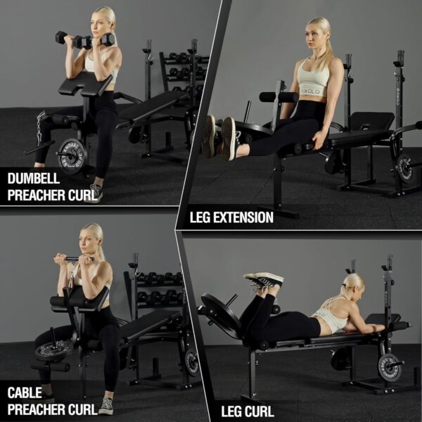 Mikolo 8 in 1 Olympic Weight Bench Set with Leg Extension and Leg Curl, Multi-Function Bench Press Set with Preacher Curl Pad and Chest Fly, Full-Body Strength Training Equipment - Image 5