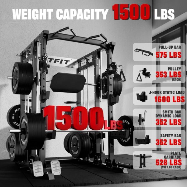 RitFit Buffalo Smith Machine, Power cage with LAT-Pull Down System & Cable Crossover System, All-in-One Squat Rack for Home Gym, Power Rack and Packages - Image 4