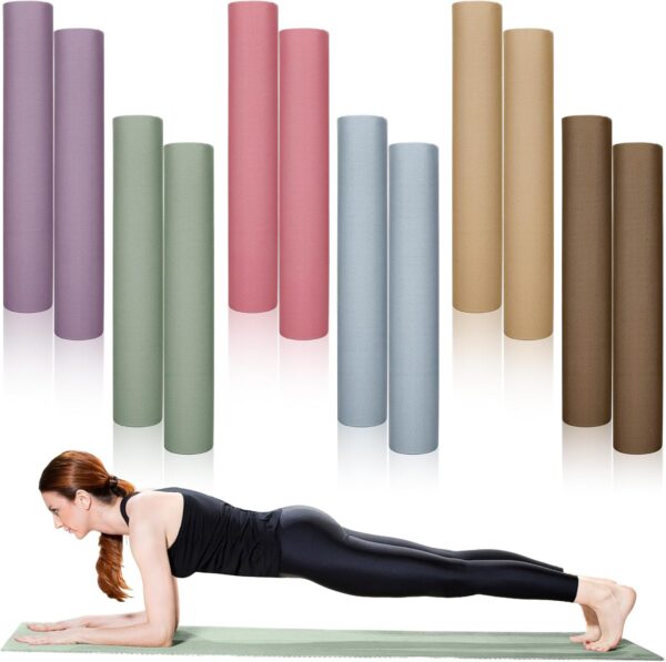 Timgle 12 Pack 68" x 24" Yoga Mat Bulk, 4mm Thick Extra Long Assorted Colors Sports Mat Anti Slip Tear Resistant Exercise Yoga Mat Set for Fitness Stretching Home Workout Gym and Studio