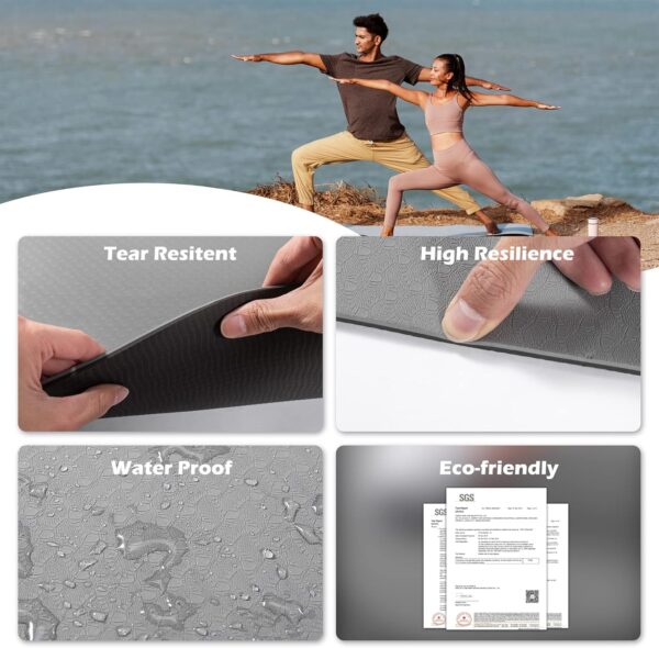 Yoga Mat Non Slip, Pilates Fitness Mats, Eco Friendly, Anti-Tear 1/4" Thick Yoga Mats for Women, Exercise Mats for Home Workout with Carrying Sling and Storage Bag - Image 3