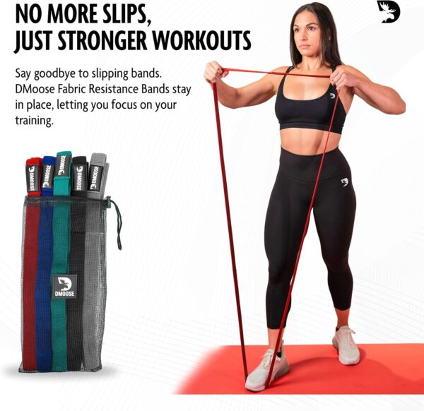 DMoose Fitness Fabric Resistance Bands for Working Out - Non-Slip Cloth Bands for Squats, Lunges & Bicep Curls - Long Resistance Band for Booty Exercises, Women & Men - Image 2