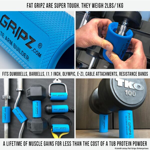Fat Gripz - The Simple Proven Way to Get Big Biceps & Forearms Fast - At Home Or In The Gym (Size: Fat Gripz Pro / 2.25 Inch Outer Diameter) - Image 2