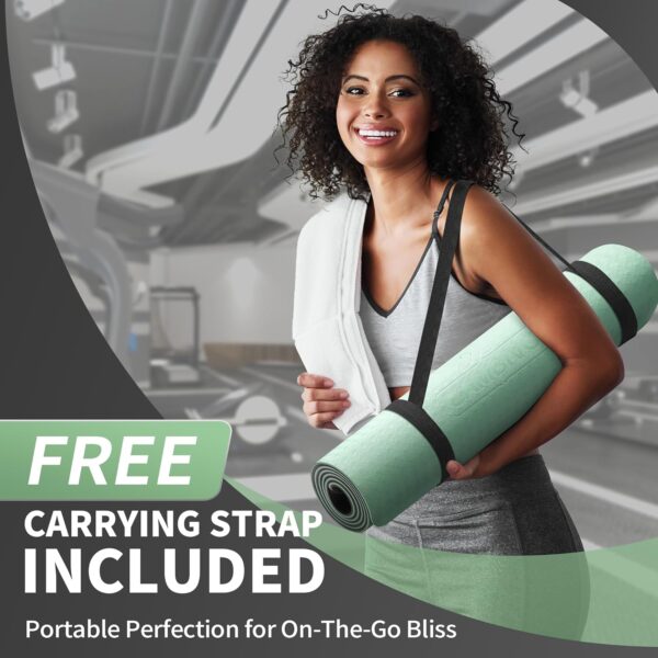 CAMBIVO Yoga Mat for Women Men Kids, 1/3 & 1/4 & 2/5 Inch Extra Thick Yoga Mat Non Slip, 72" x 24" TPE Yoga Mats, Workout Mat with Carrying Strap for Yoga, Pilates and Floor Exercises - Image 8