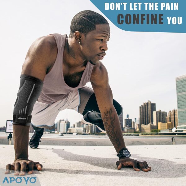 APOYO Elbow Brace for Tendonitis and Tennis Elbow, Compression Sleeve for Arthritis, Workouts, Reduce Joint Pain During Fitness Activity (X-Large) - Image 3
