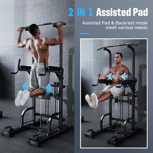 Sportsroyals Power Tower Pull Up Dip Station Assistive Trainer Multi-Function Home Gym Strength Training Fitness Equipment 440LBS - Image 2