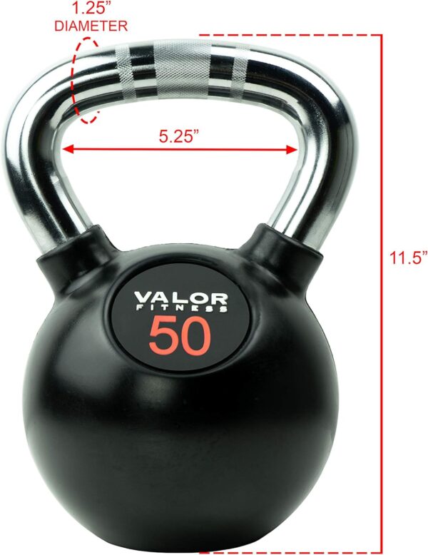 Valor Fitness Chrome Kettle Bell Weights with Knurled Kettlebell Handle Kettlebells for Men & Women - Image 2