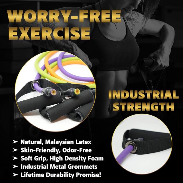 TRIBE Resistance Bands Set &Weights for Exercises Bands for Men/Women with Workout Bands, Handles, Door Anchor, Ankle Straps, Carry Bag, Exercise eBook I Resistance Training, Fitness Equipment - Image 4