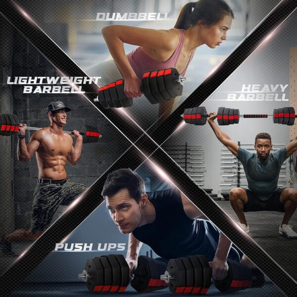 Yes4All Upgraded 44lbs/66lbs Pair Adjustable Weights Dumbbells Set, Free Weights Dumbbells Set with Connector, Cement Mixture - Image 5