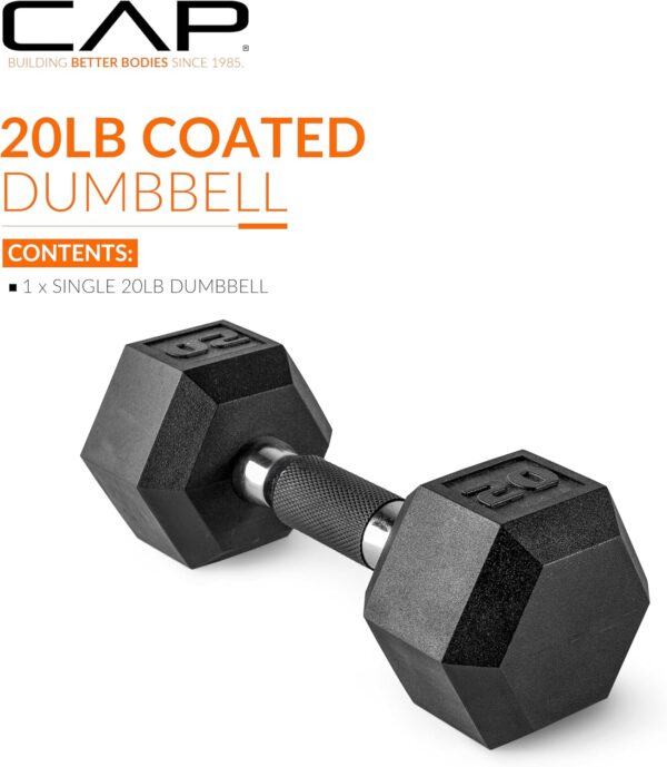 CAP Barbell Coated Dumbbell Weights with Padded Grip, Single, 20 LBS - Image 2