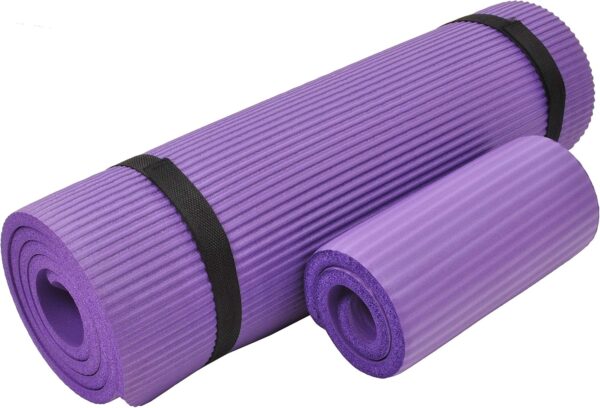 All Purpose 1/2-Inch Extra Thick High Density Anti-Tear Exercise Yoga Mat and Knee Pad with Carrying Strap, Multiple Colors - Image 2