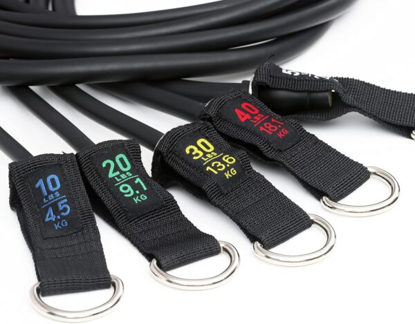 Sunny Health & Fitness Premium Resistance Band Set with Door Anchors, Wrist Straps, Handles Carry Bag Optional Padded Ankle Straps (Pair) for Strength Training, Booty Workout, Lower Body Exercises - Image 8