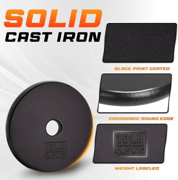 Yes4All Standard 1" Cast Iron Weight Plate - Ideal for Strength Training - Multiple Weight: 5LB to 25LB (Single & Set of 4) - Image 3