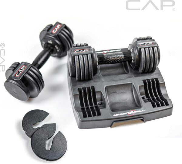 CAP Barbell 12.5 lb Pair ADJUSTABELL Adjustable Dumbbell with Contoured Full Rotation Handle, Honeycomb Design, Black - Image 5