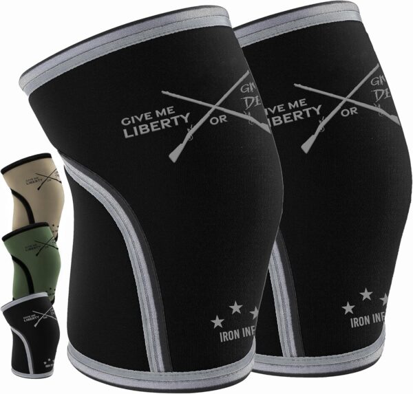 Knee Sleeves for Weightlifting & Powerlifting (7mm Pair) For Men & Women - Knee Wraps for Weight Lifting, Squats, Fitness, Gym Workout, Crossfit - IPF Approved Knee Compression Sleeve Support