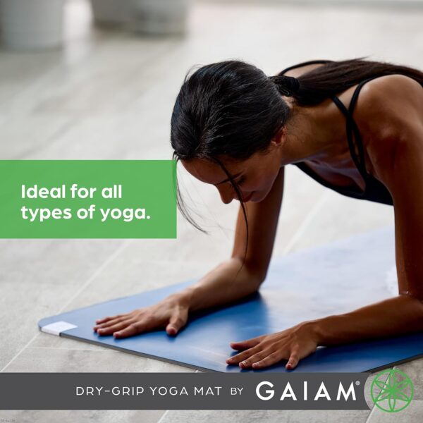 Gaiam Dry-Grip Yoga Mat - 5mm Thick Non-Slip Exercise & Fitness Mat for Standard or Hot Yoga, Pilates and Floor Workouts - Cushioned Support, Non-Slip Coat - 68 x 24 Inches - Image 4
