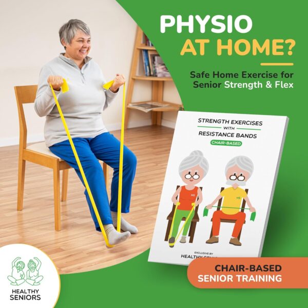 Chair Exercises for Seniors - Two Resistance Bands, Handles, and Printed Exercise Guide. Adjustable Fitness Equipment for Seniors, Elderly Home. Occupational & Physical Therapy Aids - Image 2