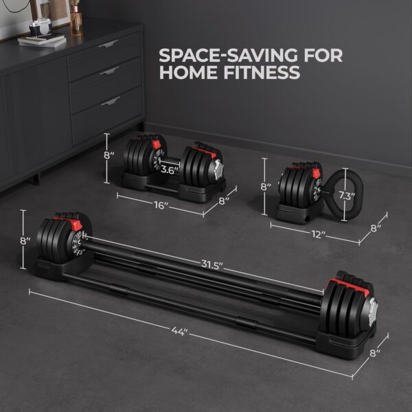 Yaheetech Adjustable Dumbbell Set Free Weight Dumbbells 40lbs/52.5lbs/90lbs Fast Adjust Dumbbells Dumbbell Weight Set, with Tray for Men/Women Strength Training Equipment - Image 5