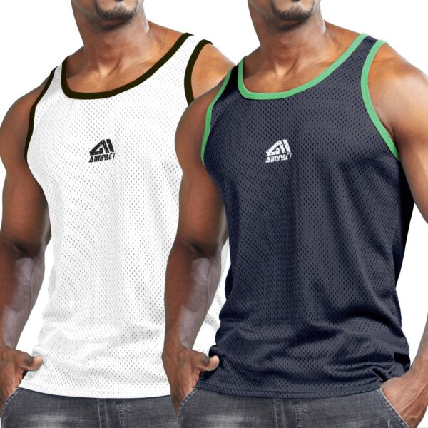 AIMPACT Men Athletic Workout Tank Top Mesh Casual Sleeveless Shirts
