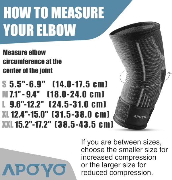 APOYO Elbow Brace for Tendonitis and Tennis Elbow, Compression Sleeve for Arthritis, Workouts, Reduce Joint Pain During Fitness Activity (X-Large) - Image 4