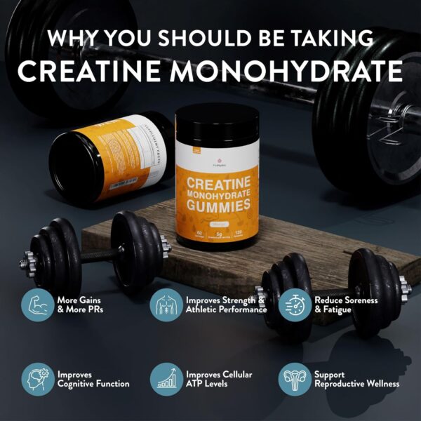 Creatine Monohydrate Gummies | 60 Servings | 5g Creatine Monohydrate per Serving | 120 creatine Gummies with Zero Sugar | All Organic Ingredients - Image 4