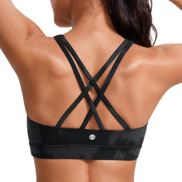 CRZ YOGA Women's Strappy Sports Bras Fitness Workout Padded Yoga Top Criss Cross Back Cami