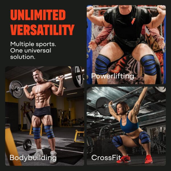 Mava Sports Knee Wraps (Pair) for Men & Women | Ideal for Cross Training, WODs, Gym Workouts, Weightlifting, Fitness & Powerlifting | Knee Straps for Squats | 72" Compression & Elastic Support - Image 4
