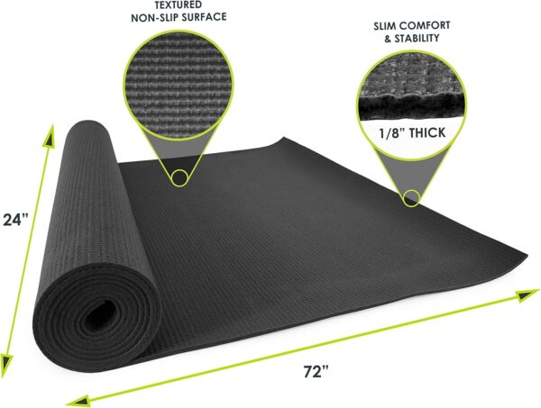 ProsourceFit Classic Yoga Mat 1/8” (3mm) Thick, Extra Long 72-Inch Lightweight Fitness Mat with Non-Slip Grip for Yoga, Pilates, Exercise - Image 4
