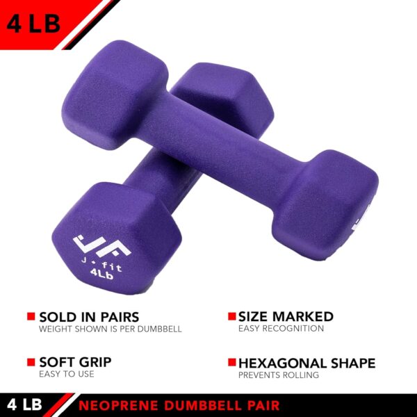 JFIT Neoprene Dumbbell Pairs, 4 LB - Image 4