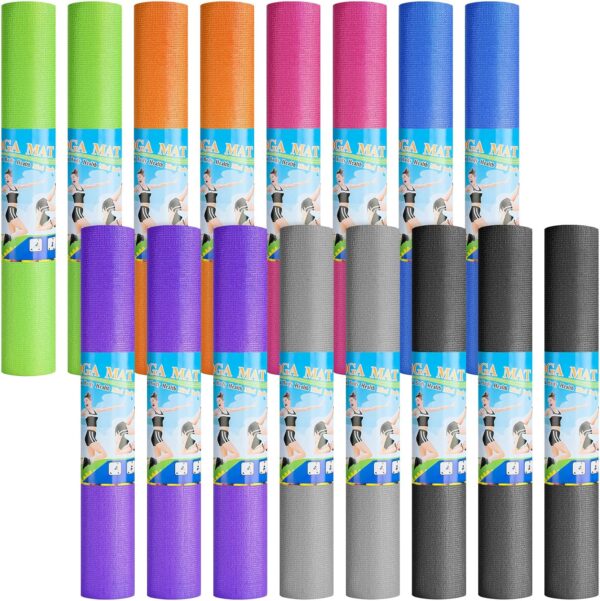Funtery 16 Pcs Thick Yoga Mat Bulk, 68'' x 24'' x 3mm Exercise Workout Mat Non Slip Fitness Yoga Pad for Women Gym Home Yoga Pilates, Easy to Clean, Durable