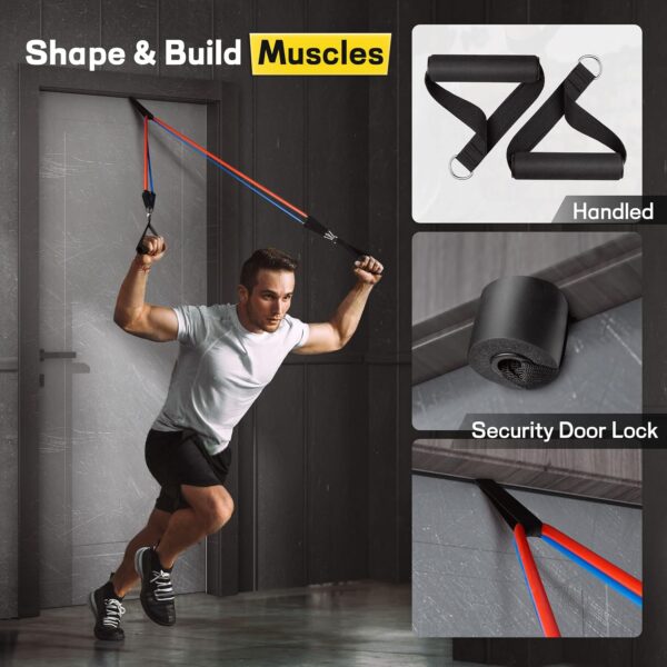 Resistance Bands, Resistance Band Set, Workout Bands, Exercise Bands for Men and Women, Exercise Bands with Door Anchor, Handles, Legs Ankle Straps for Muscle Training, Physical Therapy, Shape Body - Image 4