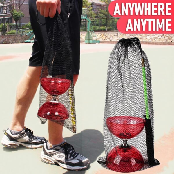BODY RHYTHM Five Bearings Chinese Diabolo Yoyo Set with Fiberglass Sticks-Adjustable Strings for All Ages - Best for Fitness and Tricks (Red) - Image 6