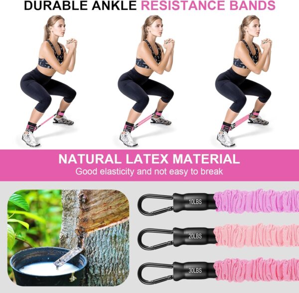 Ankle Resistance Bands with Cuffs, 3 Level Ankle Bands for Working Out, Resistance Bands for Legs and Butt, Glutes Workout Equipment for Kickbacks Hip Fitness Training, Exercise Bands for Women - Image 2