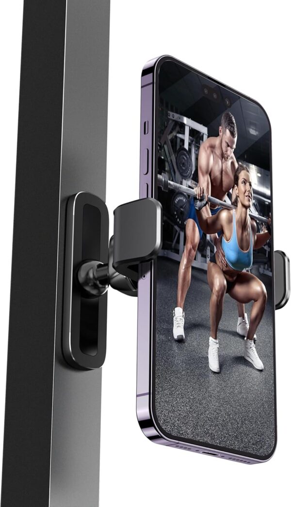 APPS2Car Gym Magnetic Phone Holder, 360 Adjustable, Compatible with 4.7-6.5" Smartphones, Alloy Base and Joint, Black