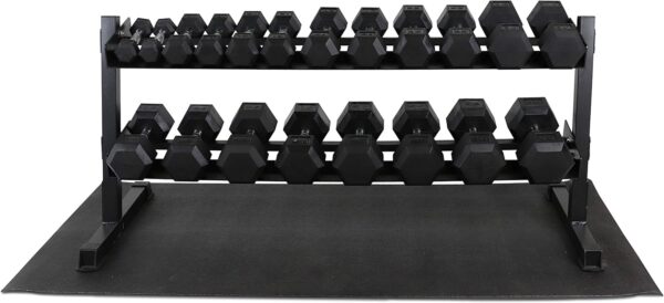 WF Athletic Supply Rubber Coated Hex Dumbbell Set, Multiple Choices Available - Dumbbells with Rack Stand and Mat, or Dumbbells Only (200/550/1200/2100/3000 LB) - Image 3