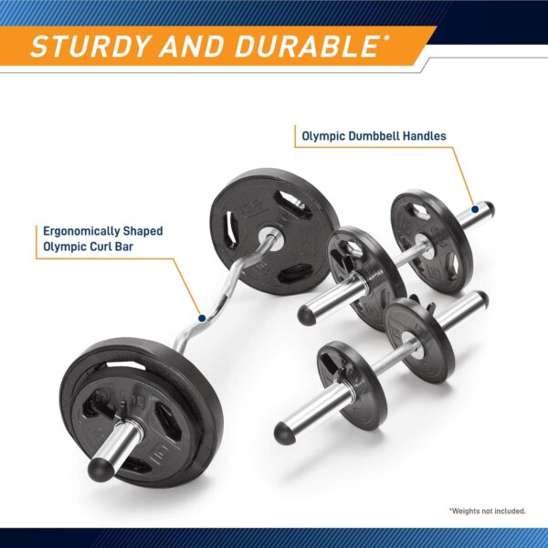 Marcy Hollow Curl Bar and Dumbbell Handle Set with Spring Collars - Image 6