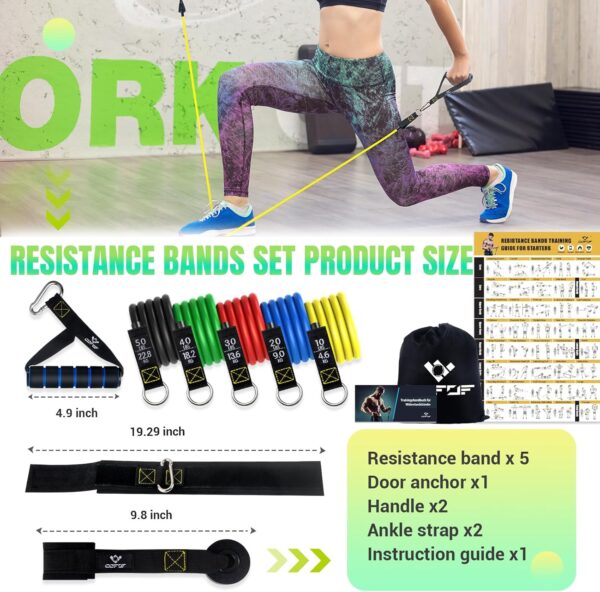 Resistance Bands Set with Yellow Handles, Exercise/Workout/Fitness Bands with Door Anchor, Legs Ankle Straps for Resistance Training，Physical Therapy，Home Gym Workout - Image 4