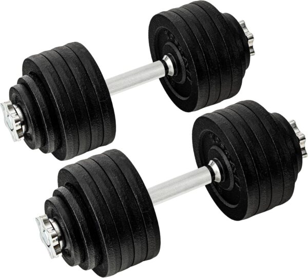 Yes4All Old School Adjustable Dumbbell Set with Weight Plates, Star Lock Collars/Connector, 40lbs to 200lbs Adjustable Weight Plates Set