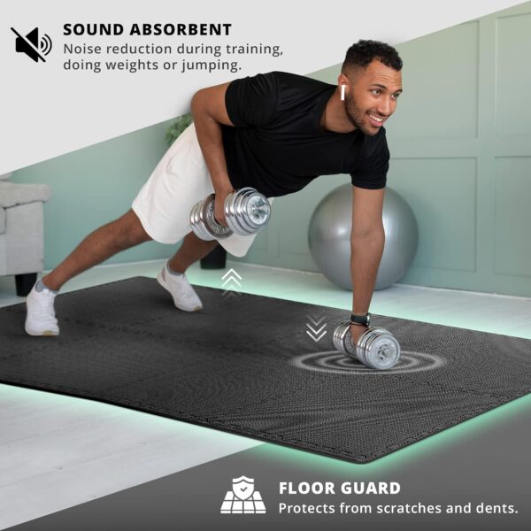 Gym Flooring Set - Interlocking EVA Soft Foam Floor Mat, 18 Pieces Puzzle Rubber Tiles Protective Ground Surface Protection, Play Workout Exercise Mats Underlay Matting Sports Pool Home Fitness Garage - Image 6